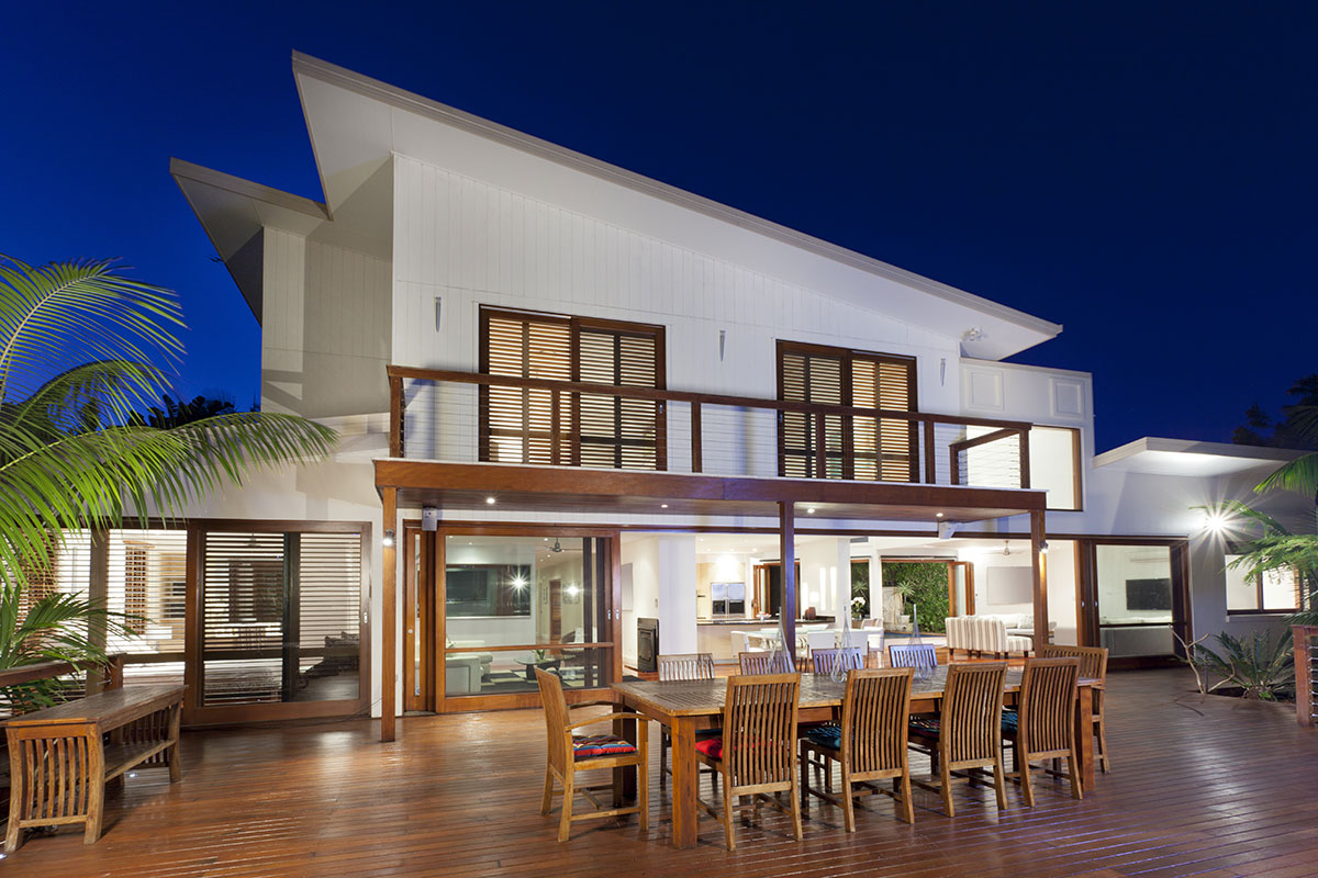 Modern Exterior Backyard at Night