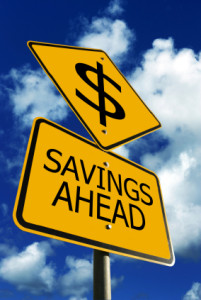 Savings Ahead Road Sign